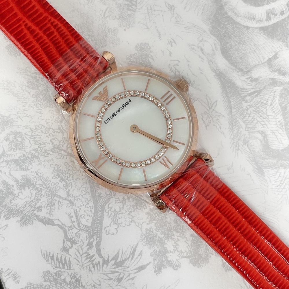 Emporio Armani Women's Watch AR 11322  red leather strap